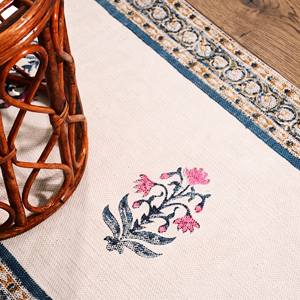 Cotton Handmade Block Printed <b>Rug</b> Eco-Friendly & Anti-Slip Bohemian Style <b>Washable</b> Floor <b>Rug</b> for Home Living Room Bedroom - Product Image 2