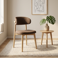 Chaise de salle à manger rembourrée moderne, style nordique, avec pieds en bois massif, fauteuil en tissu, chaise d'appoint minimaliste en polyester pour la maison et le salon
