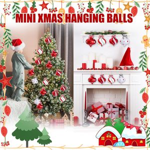 2 pièces de boules de bonbons à la menthe poivrée, rayures rouges et blanches suspendues, décorations de Noël pour arbre et fête - Product Image 3