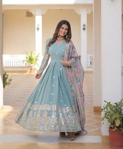 New Designer Indian and Pakistani Style Faux Georgette Material Heavy Embroidery Zari Sequence Work Anarkali Ethanic Gowns - Product Image 1