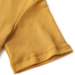 Sweat-shirt décontracté à manches courtes pour homme, couleur marron moutarde unie, avec cordon de serrage et poche - Product Image 3