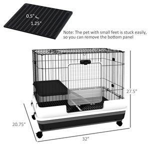 Black 2-Level Rabbit Hutch with <b>Wheels</b> for <b>Small</b> Animals Pet Cage for Bunny Chinchillas Ferrets - Product Image 3