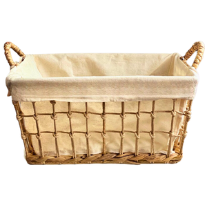 High-Quality Natural Water Hyacinth Seagrass Rattan Bamboo <b>STORAGE</b> <b>BASKET</b> with Handles Cotton Liner for Toy <b>Storage</b> - Product Image 1