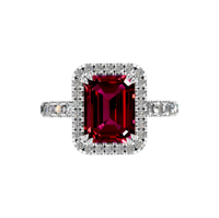 Personnalisable 14K 18K Or Rubis Solitaire Halo Bague IGI Certifié Taille Émeraude Bijoux De Mariage Prix Compétitif En Gros En Vrac