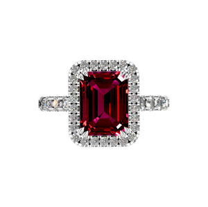 Personnalisable 14K 18K Or Rubis Solitaire Halo Bague IGI Certifié Taille Émeraude Bijoux De Mariage Prix Compétitif En Gros En Vrac - Product Image 3