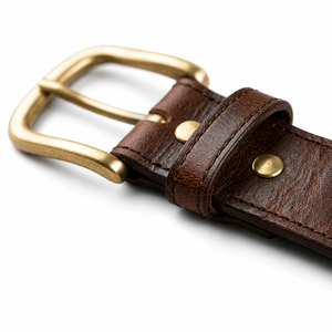 Brown Leather Belt Brass Buckle Men Casual <b>Dress</b> Waist <b>Strap</b> Wholesale Custom OEM Fashion Belt Supplier Manufacturer Export Bulk - Product Image 5