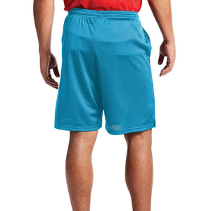 Shorts en maille 100 % polyester respirants, écologiques et à séchage rapide pour hommes, avec taille élastique, couleur unie, décontractés, personnalisables avec impression sérigraphique sur le devant - Product Image 2