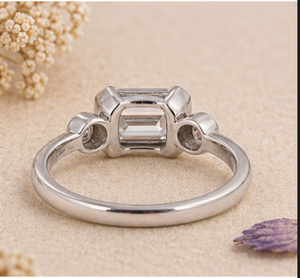 Luxury Asscher Cut Diamond <b>Ring</b> 14K 18K Gold Bezel <b>Set</b> Engagement <b>Ring</b> Side Stone Minimalist <b>Women</b> Jewelry - Product Image 4