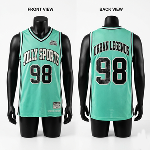 Mens Basketball Jersey 160 GSM <b>Polyester</b> Mesh Mint Black White Panel Custom Logo <b>100</b>% cotton T-<b>shirt</b> for men loose fit printed - Product Image 1