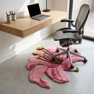 Tapis d'intérieur unique en laine tuftée à la main, motif fleur rose, antidérapant, doux, décoratif, pour salon, chambre, chambre d'enfant, décoration de la maison - Product Image 5