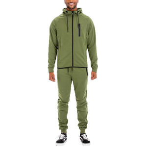 Ensemble de survêtement deux pièces pour homme en polaire technique polyester, avec sweat à capuche zippé et pantalon de jogging, personnalisable, nouveau - Product Image 2