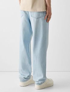 Pantalones Vaqueros Anchos para Hombre, Lavado Claro Azul, Corte Holgado, Estilo Relajado, Rectos, Casuales, Hip Hop, Streetwear - Product Image 3