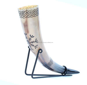 Promotion nouveau Style fait à la main buffle corne à boire avec support sculpté ivoire décoration exporté en gros de l'Inde - Product Image 4