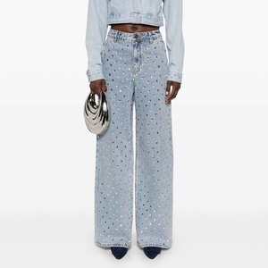 Jeans de Mujer, Primavera 2026, Nueva Colección, Jeans de Cintura Alta con Pedrería, Pantalones Vaqueros Anchos de Moda Urbana - Product Image 4
