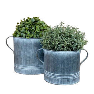 Macetas de Zinc Hechas a Mano, Jardinera de Hierro Multifuncional, Juego de Dos Macetas de Zinc para Hogar, Jardín y Balcón, Macetas Galvanizadas para Flores - Product Image 6