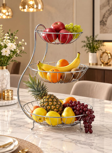 Cesta para Frutas de Acero Inoxidable, de Tres Niveles, con Soporte de Alambre, Organizador de Almacenamiento de Frutas y Verduras para Encimera de Cocina - Product Image 4