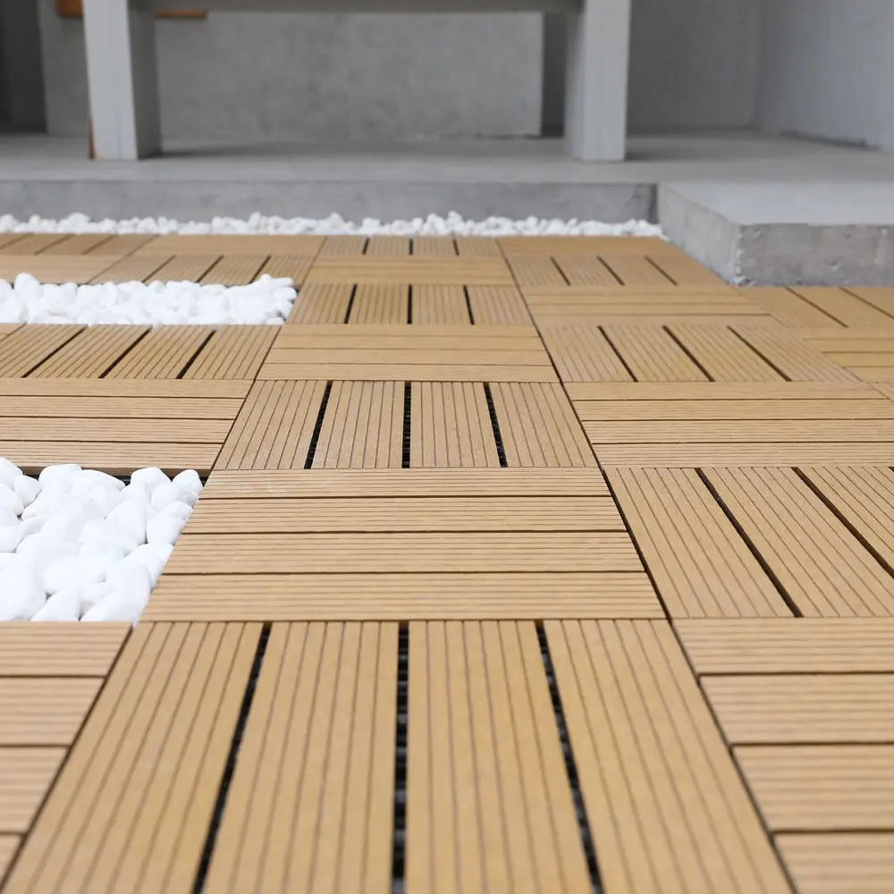 wpc outdoor patio tiles decking wood plastic composite DIY Plastic Balcony Terrace Garden Patio Flooring Interlocking Deck Tile