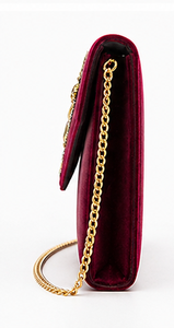 Bolso de mano de terciopelo color borgoña |   Bolso de Noche Decorado |   Bolso de Lujo con Adornos Elegantes - Bolso Decorativo Sofisticado - Product Image 4