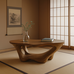 Mesa de Centro Moderna de Madera Maciza Hecha a Mano con Borde Natural para Sala de Estar, Decoración Rústica de Madera Natural - Product Image 5