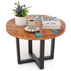 24-Inch Round End <b>Table</b> with <b>Epoxy</b> Top Outdoor Side <b>Table</b> - Product Image 2