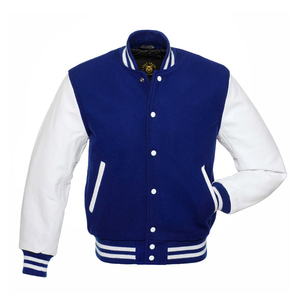 <b>White</b> Sleeves-Royal Blue Body varsity bomber <b>jacket</b> Letterman <b>Jacket</b> with Leather Sleeves letterman leather varsity <b>jacket</b> - Product Image 2