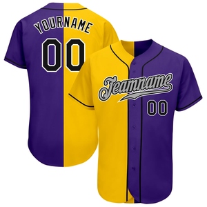 Maillot de baseball tendance OMMIZ INDUSTRY personnalisé violet noir-jaune authentique, le plus vendu en gros - Product Image 1