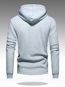 Mens Hooded Sweatshirt 100% Cotton Fleece Regular Fit Solid Color Casual Autumn Wear Pockets Heat Transfer Printed Customizable - Product Image 3