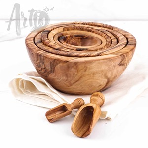 ชุดชามไม้มะกอกทำมือขายส่ง |   งานฝีมือจากเมืองโมราบาดะบัด - Product Image 3