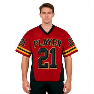 Maillots de football 100% coton pour hommes, tenues de sport respirantes à séchage rapide, ensembles à col en V avec numéros et noms d'équipe - Product Image 2