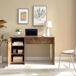 Scrivania per Ufficio Domestico 92705 con Finitura in Legno Anticato, Un Armadietto, Tre Ripiani, Porta Scorrevole Effetto Fienile, Cerniere in Metallo Euro, Scrivania per Computer - Product Image 4