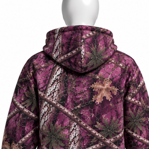 Plum Nature Print Full <b>Zip</b> Hoodie <b>Mens</b> Outdoor Casual Hooded Sweatshirt with Drawstring Kangaroo Pockets Winter Streetwear <b>Top</b> - Product Image 4