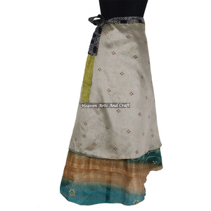 Nueva llegada 2026: Falda mágica de seda vintage india para mujer, hermosa, de 2 capas, reversible, tipo sari largo. - Product Image 6