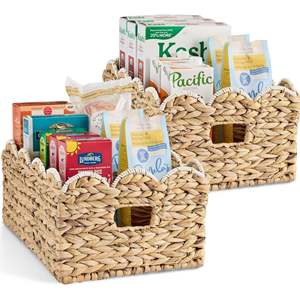 Eco Friendly Handwoven <b>Basket</b> Set Natural Fiber <b>Storage</b> Organizer Water Hyacinth Seagrass <b>Wicker</b> Style <b>Basket</b> For Laundry Pantry - Product Image 1