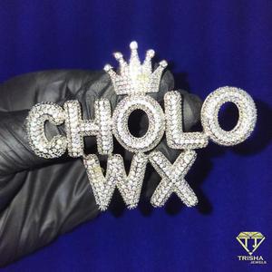 สร้อยคอจี้ฮิปฮอป "CHOLO WX" แบบปรับแต่งได้ ประดับเพชรโมอิสซาไนต์ ตัวอักษรแบบมีเสน่ห์ หรูหรา เหมาะเป็นของขวัญ - Product Image 1