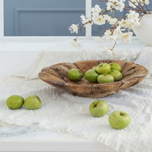 Frutero de madera de teca maciza, estilo rústico, moderno y minimalista, tallado a mano, centro de mesa decorativo, bandeja para mesa, artículos de decoración para el hogar. - Product Image 2