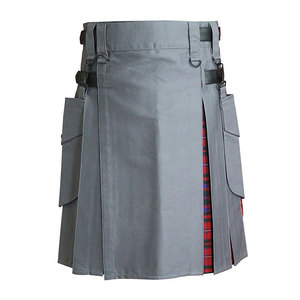 <span class=keywords><strong>Gonna</strong></span> Tradizionale <span class=keywords><strong>Scozzese</strong></span> Plissettata in Tartan Rosso Wallace, Resistente, in Cotone Grigio Ibrido, Stile Kilt per Donna - Product Image 1