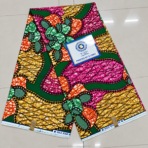 Green Blue Floral Ankara Wax Print Fabric with Abstract Leaf Pattern for <b>African</b> Dresses and Fashion <b>Wear</b> - Product Image 4