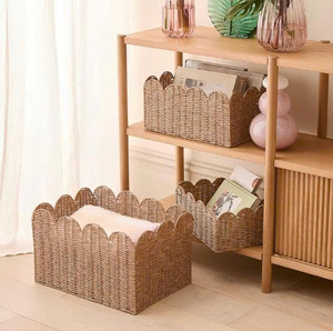 Panier de rangement en rotin festonné fait main, naturel, brun miel, brun foncé, personnalisé - Product Image 5