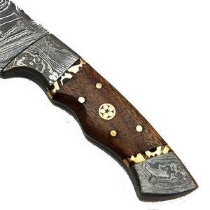 Couteau de chasse en acier Damas, lame à pointe tombante, manche en bois, couteau à lame fixe artisanal, couteau de survie pour l'extérieur en acier Damas - Product Image 6