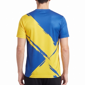 เสื้อยืดกีฬาผู้ชายแบบสั่งทำพิเศษ พิมพ์ลายแบบซับลิเมชั่นเต็มตัว ระบายอากาศได้ดี แขนสั้น เหมาะสำหรับออกกำลังกาย วิ่ง และฝึกซ้อม - Product Image 6