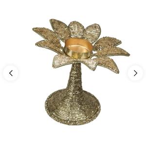 Handmade Metal flower Candle Stand Round Shape Home Decoration Gold Finish - Product Image 1