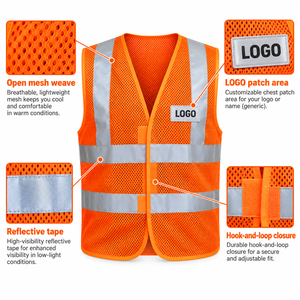 Chaleco de seguridad transpirable, chaleco de malla reflectante, chaleco de trabajo ligero de alta visibilidad, ropa de construcción de verano - Product Image 6