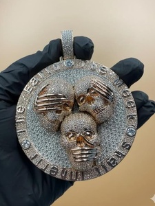 Colgante de Lujo Hip Hop con Diseño de Calavera de Mono de los Tres Reyes Magos, Totalmente Engastado con Moissanita VVS, en Plata 925, para Fiestas - Product Image 4