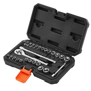 Jeu de douilles à cliquet 27 pièces 1/4 pouce avec embouts SAE, métriques et Torx, kit d'outils de mécanicien 19 mm incluant clé à cliquet et rallonge - Product Image 1