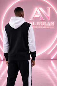 Custom Logo Black White <b>Tracksuit</b> Men – Premium Hoodie & Jogger Set | High Quality Streetwear - Product Image 4