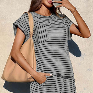 Ensemble décontracté 2 pièces pour femme : T-shirt et short en coton – Nouvelle collection tendance - Product Image 6