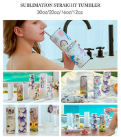 Bouteille d'eau à double paroi vierge pour sublimation, 20 oz, en acier inoxydable blanc, avec paille, pour la Saint-Valentin