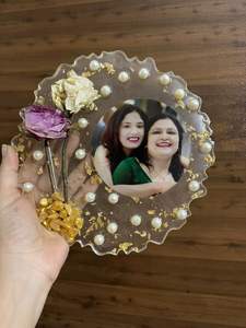 Floral Brass Art Deco Photo Frame with Name Engraving for Memorial Pictures Gift for Fathers Day at Cheap Price - Product Image 4