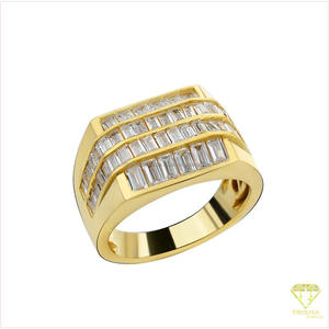 Anillo de Joyería Rectangular de Plata 925 Premium con Diamante Cultivado en Laboratorio para Compradores Globales de Joyería - Product Image 1