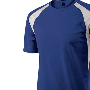 Camiseta de Béisbol de Manga Corta Azul Rey para Hombre, Cuello Redondo, Absorbe la Humedad, Transpirable, Ajuste Atlético, Color Sólido con Bloques de Color en la Parte Delantera - Product Image 3